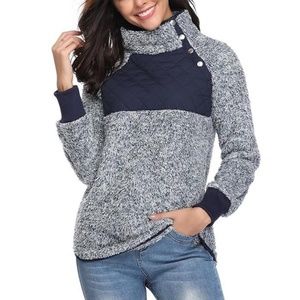 Women's Asymmetrical Snap Collar Fleece Pullover